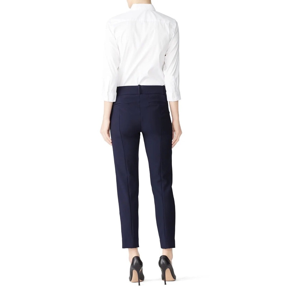 J.Crew Navy Blue Stretch Minnie Pant Slim Fit Cropped Trousers Size 0